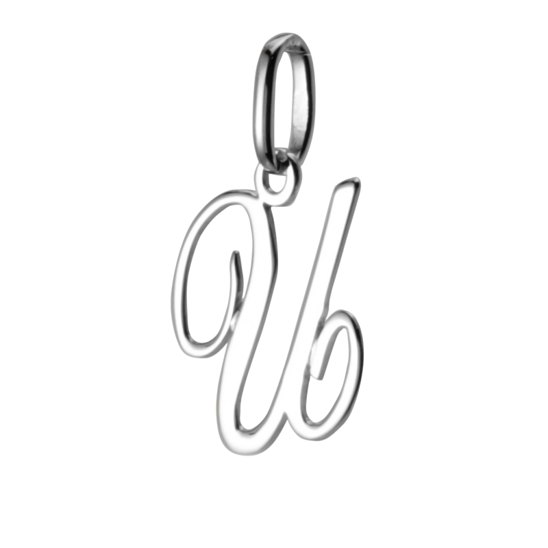 Pendentif alphabet en or gris, lettre U