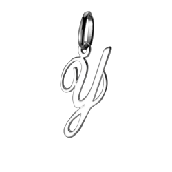 Pendentif alphabet en or gris, lettre Y