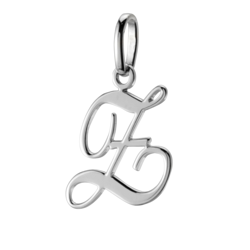 Pendentif alphabet en or gris, lettre Z