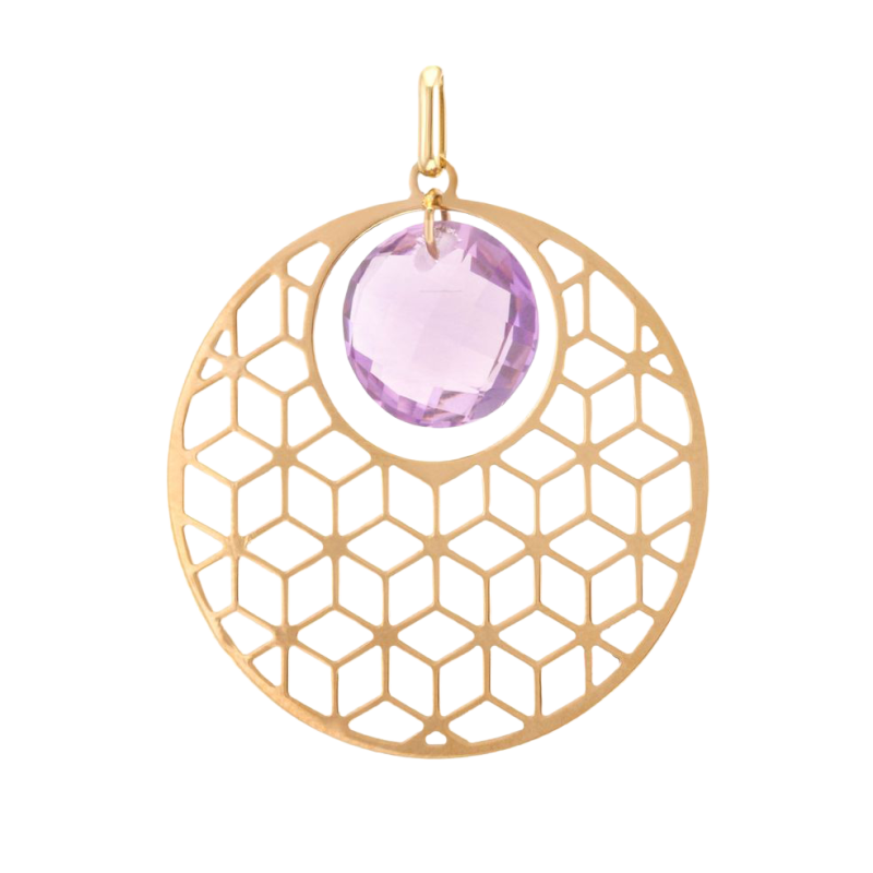 Pendentif en or jaune et améthyste