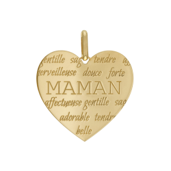 Pendentif en or jaune, coeur maman