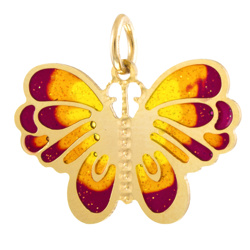 Pendentif en or jaune et laque, papillon