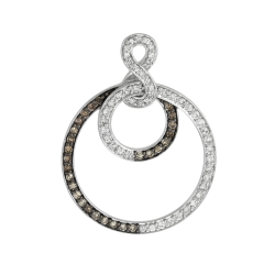 Pendentif en or gris rhodié, diamants blancs et bruns