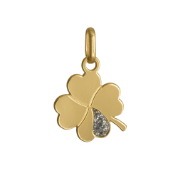 Pendentif en or jaune et laque pailletée, trèfle