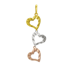 Pendentif en 3 ors, coeurs
