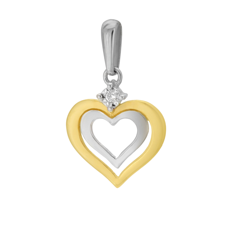 Pendentif en 2 ors et  diamant, coeur