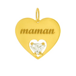 Pendentif en or jaune, oxyde de zirconium, maman