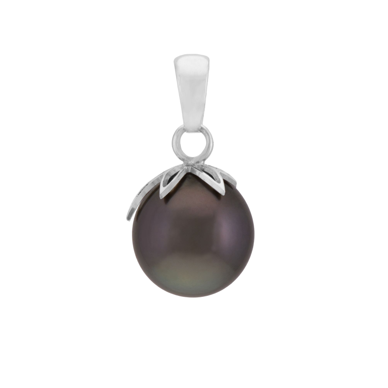 Pendentif en or gris et perle de culture de Tahiti 9-10 mm