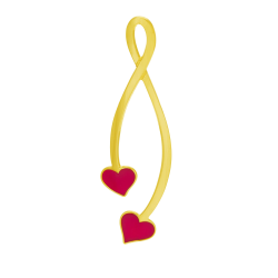 Pendentif en or jaune et laque rouge, 2 coeurs