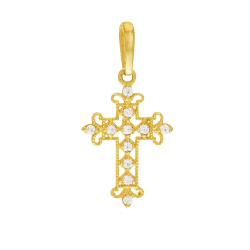 Croix en or jaune, oxydes de zirconium