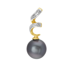 Pendentif en or jaune rhodié, diamant et perle de culture de Tahiti