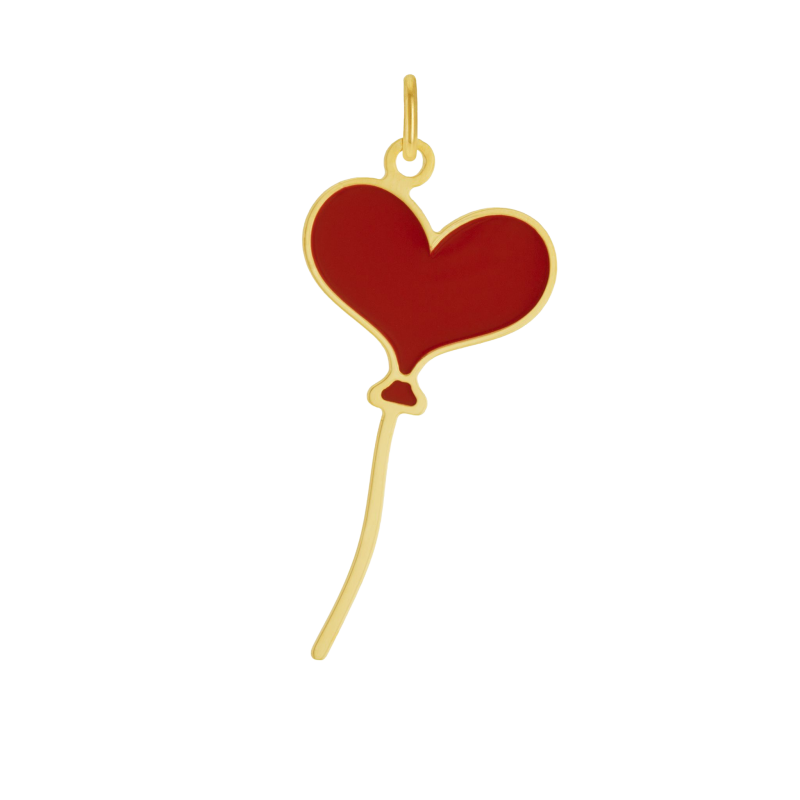 Pendentif en or jaune et laque rouge