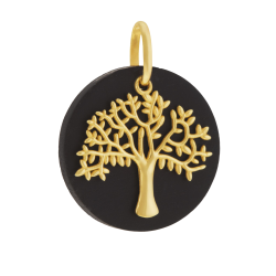Pendentif en or jaune et bois d'ébène, arbre de vie