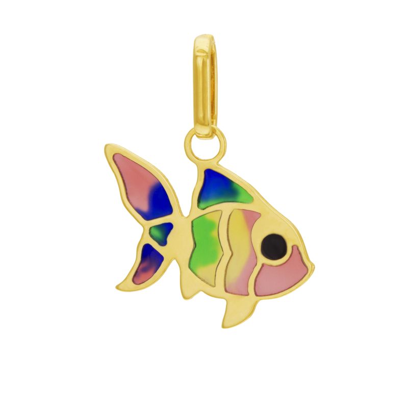 Pendentif en or jaune et laque, poisson