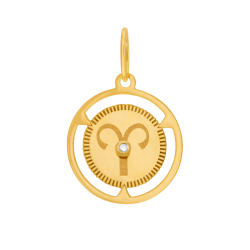 Pendentif zodiaque en or jaune et diamant, bélier