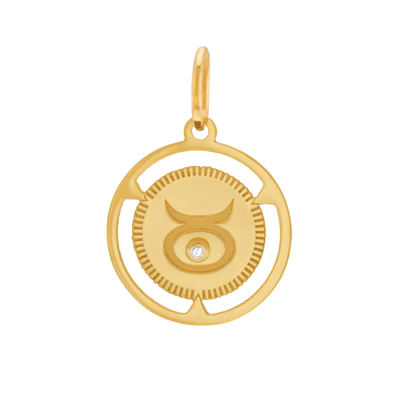 Pendentif zodiaque en or jaune et diamant, taureau