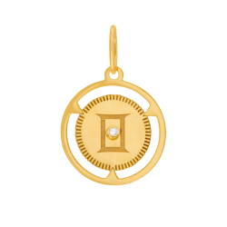 Pendentif zodiaque en or jaune et diamant, gémeaux