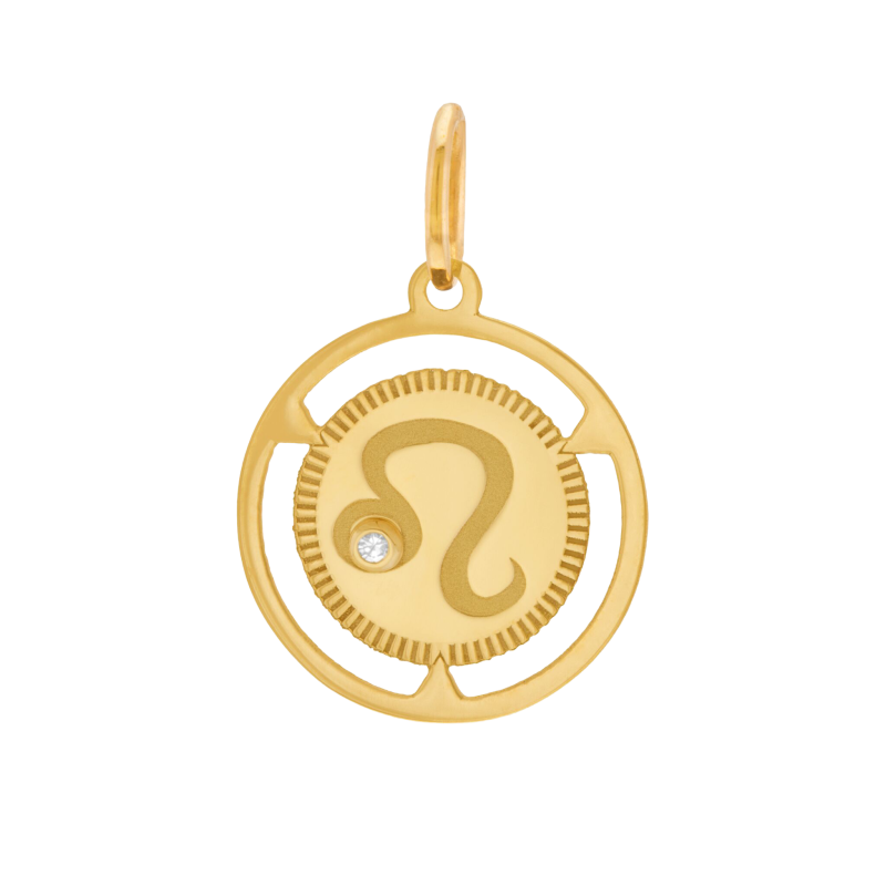 Pendentif zodiaque en or jaune et diamant, lion