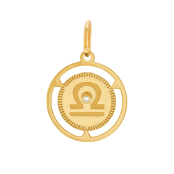 Pendentif zodiaque en or jaune et diamant, balance 