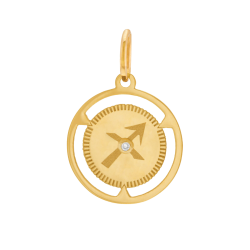 Pendentif zodiaque en or jaune et diamant, sagittaire 