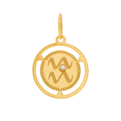 Pendentif zodiaque en or jaune et diamant, verseau