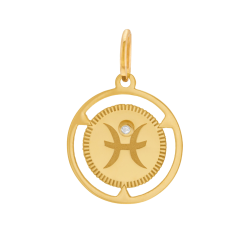 Pendentif zodiaque en or jaune et diamant, poissons