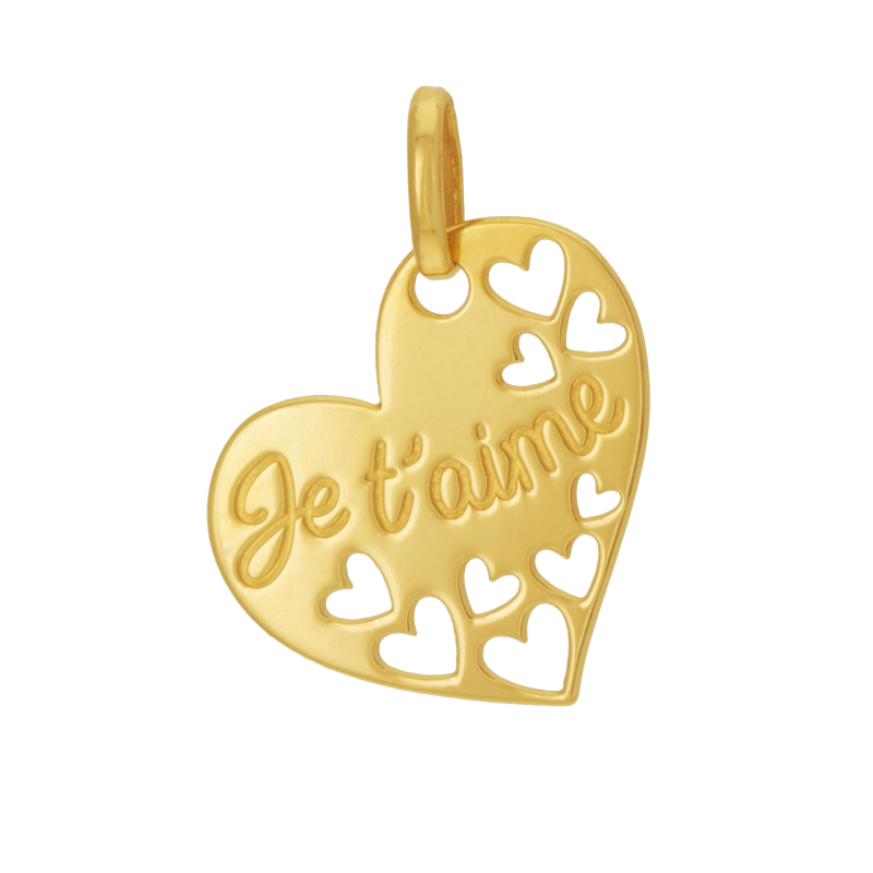 Pendentif en or jaune, je t'aime