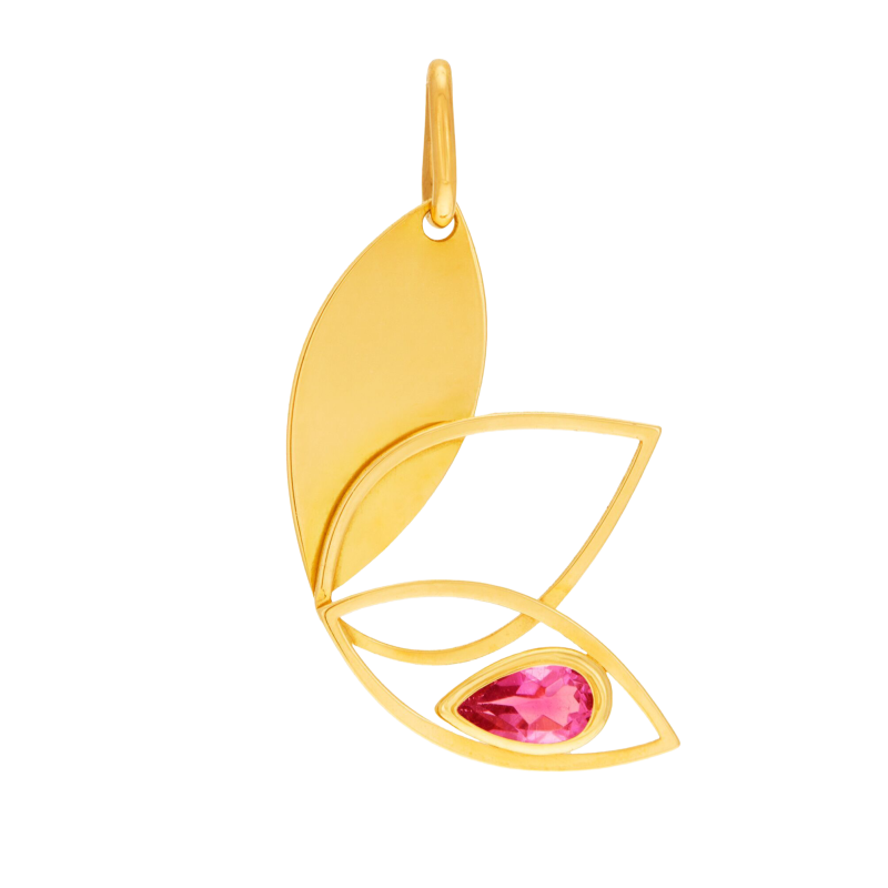Pendentif en or jaune et oxyde de zirconium