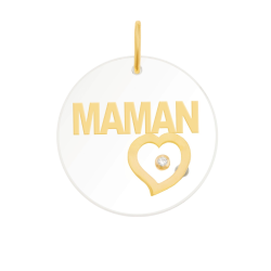 Pendentif en or jaune, plexiglass et diamant,maman