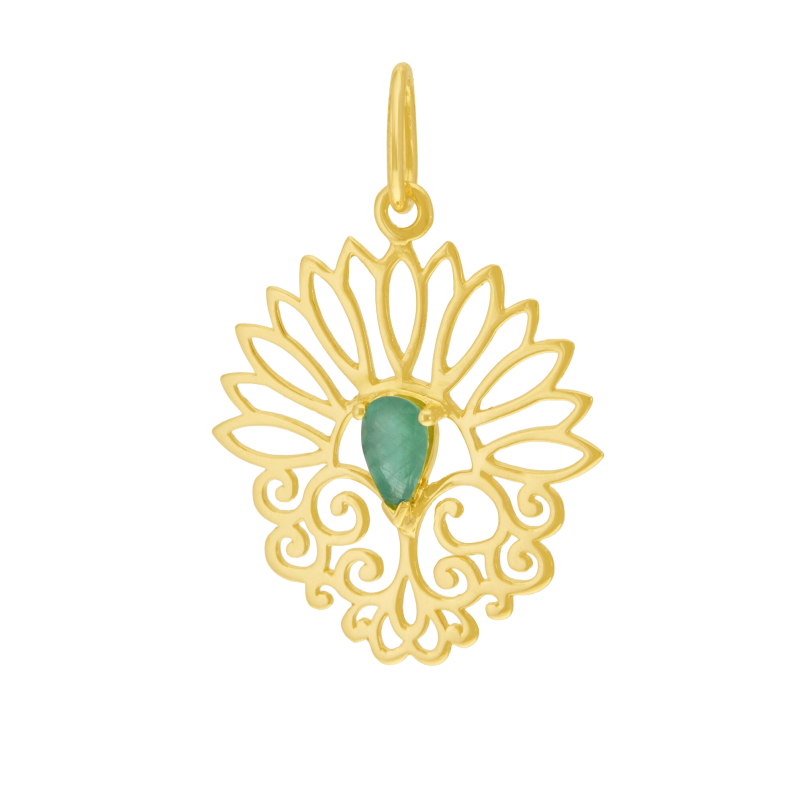 Pendentif en or jaune et émeraude