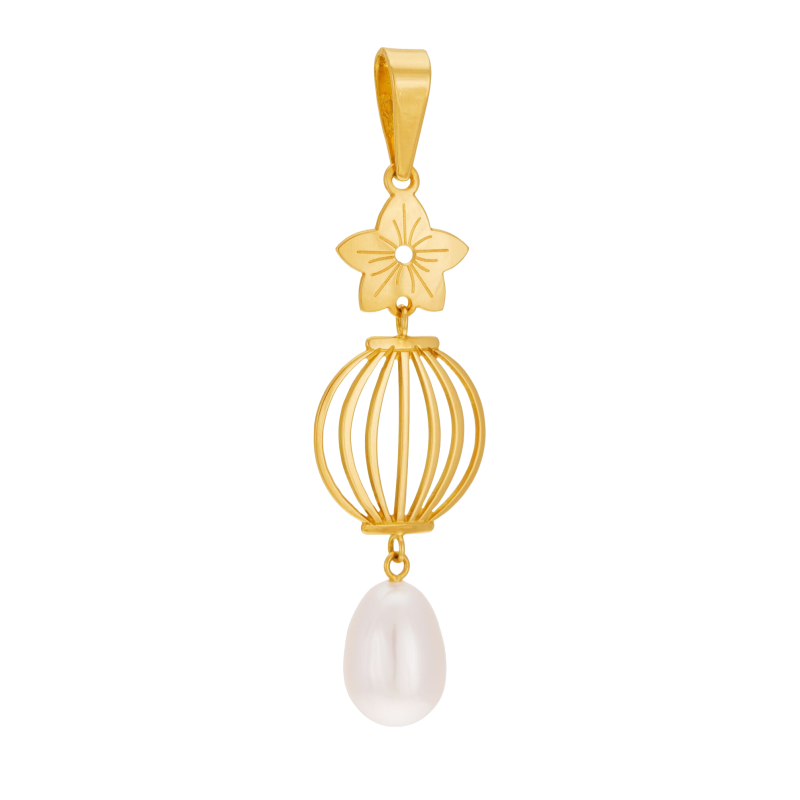 Pendentif en or jaune et perle de culture