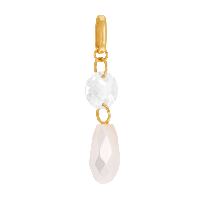 Pendentif en or jaune, oxyde de zirconium et nacre
