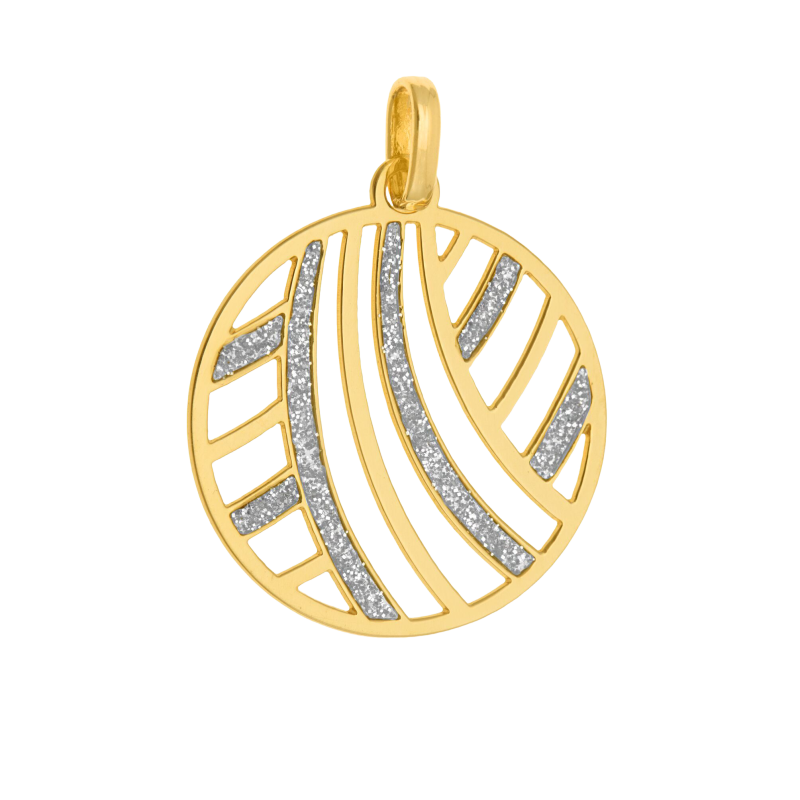 Pendentif en or jaune et laque pailletée