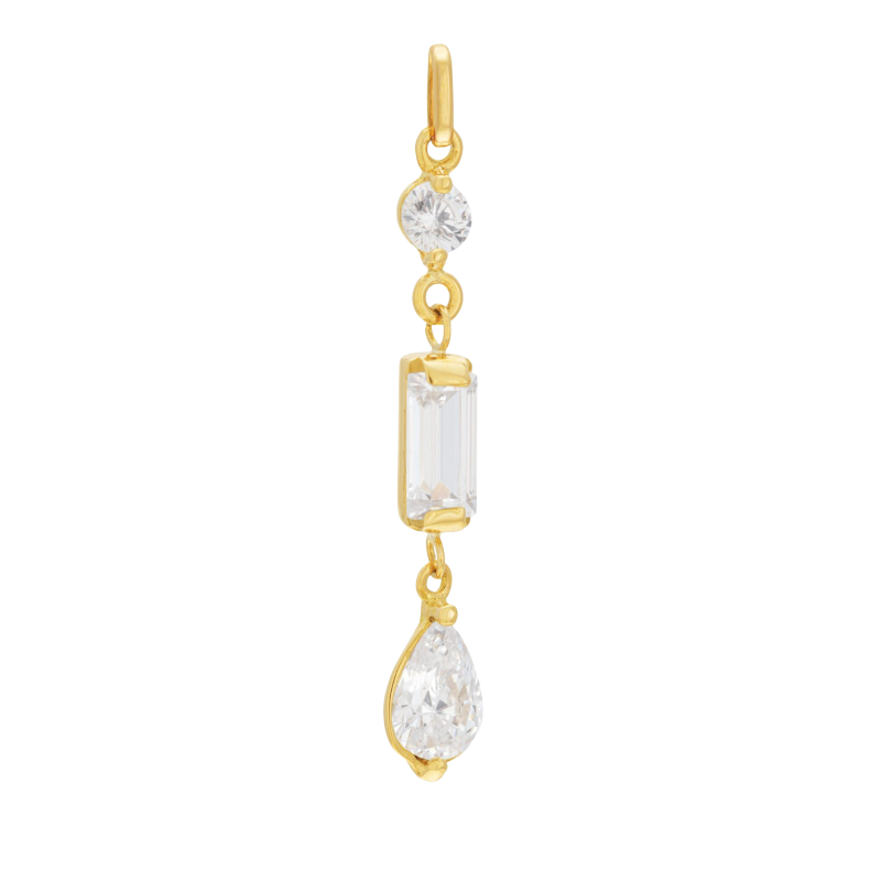 Pendentif en or jaune et oxydes de zirconium