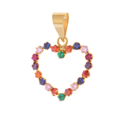 Pendentif en or jaune et oxydes de zirconium, coeur