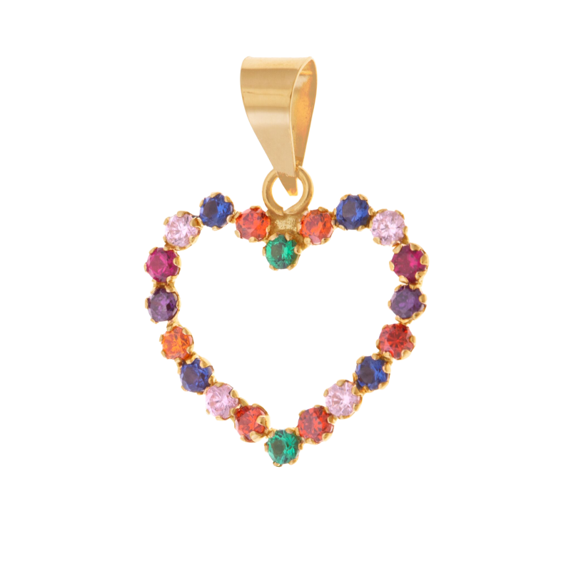 Pendentif en or jaune et oxydes de zirconium, coeur
