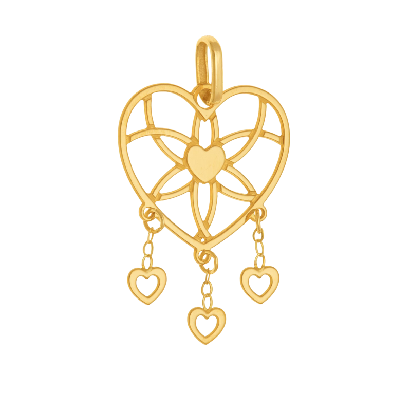 Pendentif en or jaune, coeurs