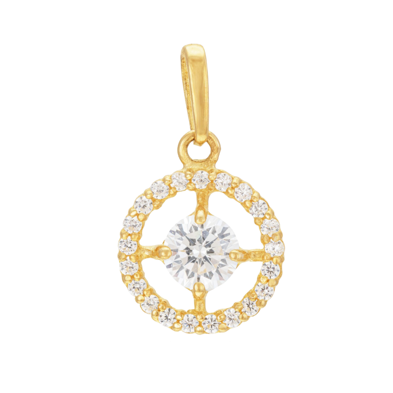 Pendentif en or jaune et oxydes de zirconium 