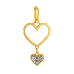 Pendentif en or jaune et laque pailletée, coeur