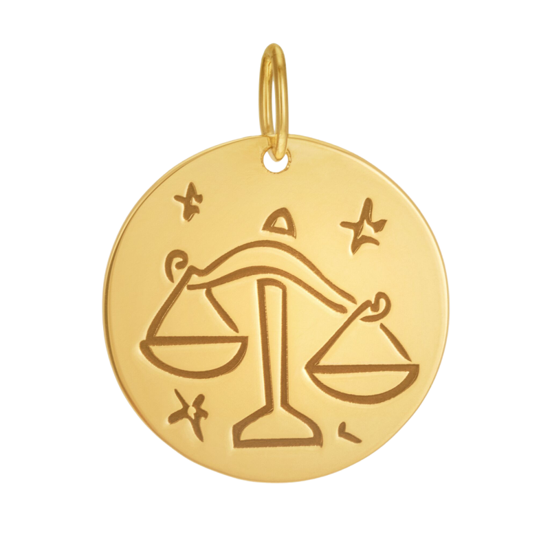 Médaille zodiaque en or jaune, balance