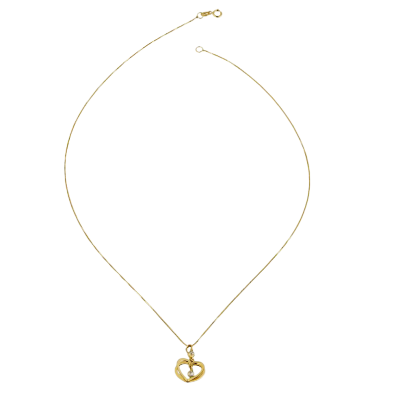 Collier en or jaune et oxydes de zirconium
