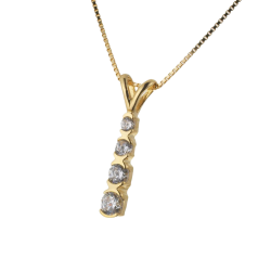 Pendentif en or jaune et oxydes de zirconium sur chaine maille venitienne