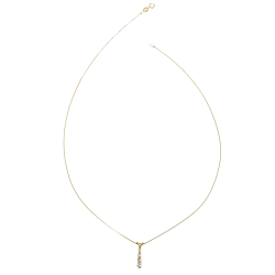 Pendentif en or jaune et oxydes de zirconium sur chaine maille venitienne