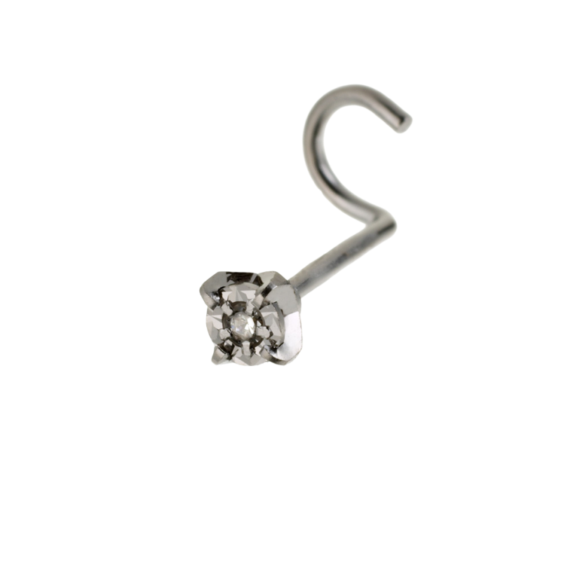 Piercing de nez en or gris et diamant