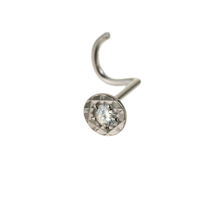 Piercing de nez en or gris et diamant