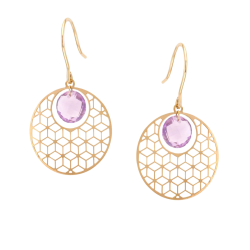 Boucles d'oreilles en or jaune et améthyste