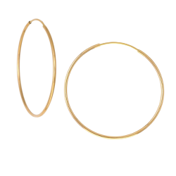 Créoles en or jaune, fil 1 mm, diamètre 30 mm
