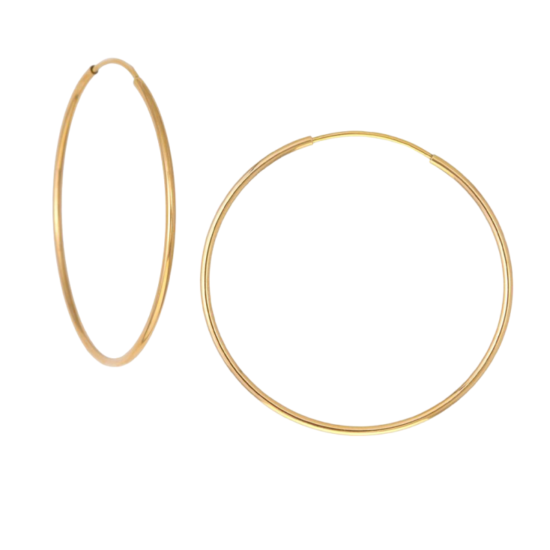Créoles en or jaune, fil 1 mm, diamètre 30 mm