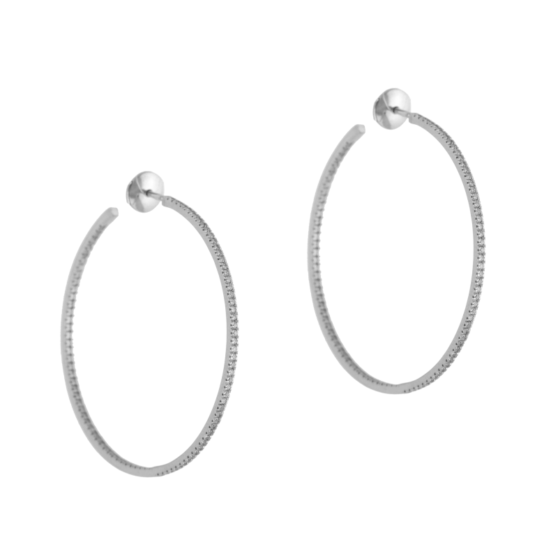 Créoles en or gris, diamants