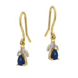 Boucles en or jaune rhodié, saphir et diamants